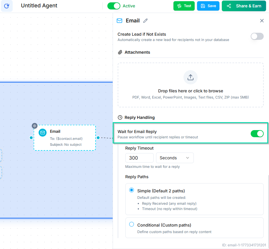 Wait for Reply email